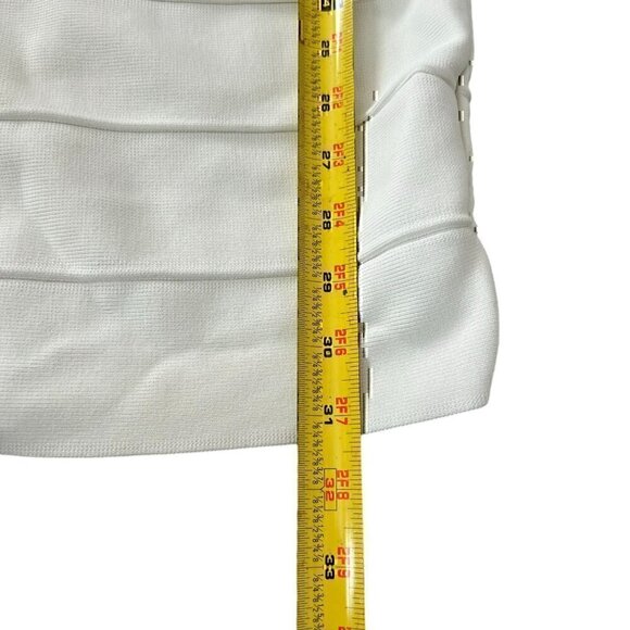 Herve Leger Paris Womens Dress XS White Short Sleeve Mock Neck Cut Out Rib Mini - Picture 11 of 12